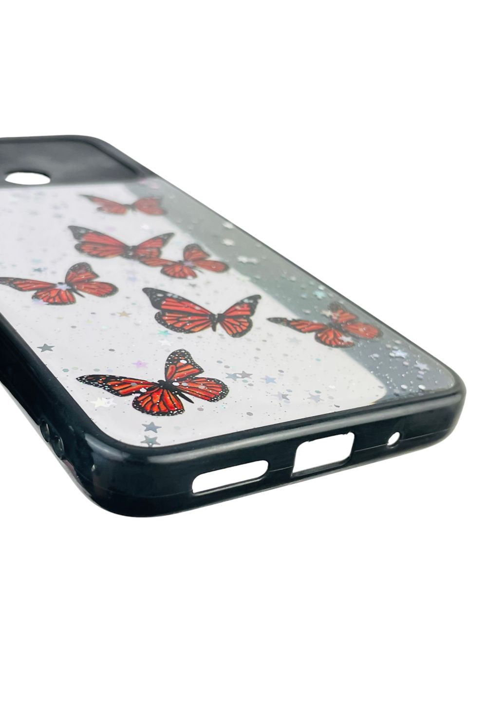 Чехол для Redmi 10C с блёстками с бабочками на сяоми редми 10с черный Xiaomi (366389980)