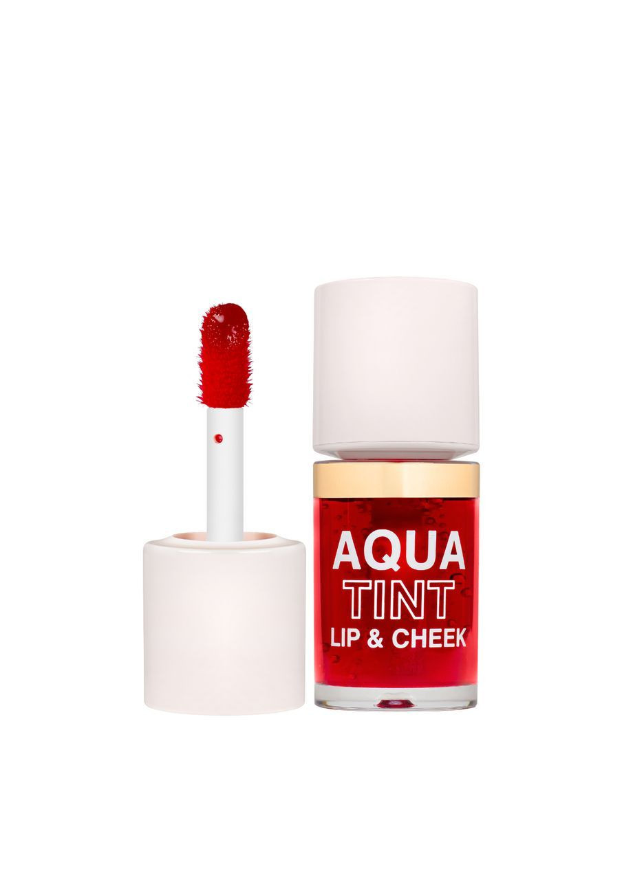 Жидкая помада тинт для губ и щек Aqua Tint Lip & Cheek на водной основе 10 мл ( РТ215), 02 Strawberry Jam Красный TopFace (363554953)