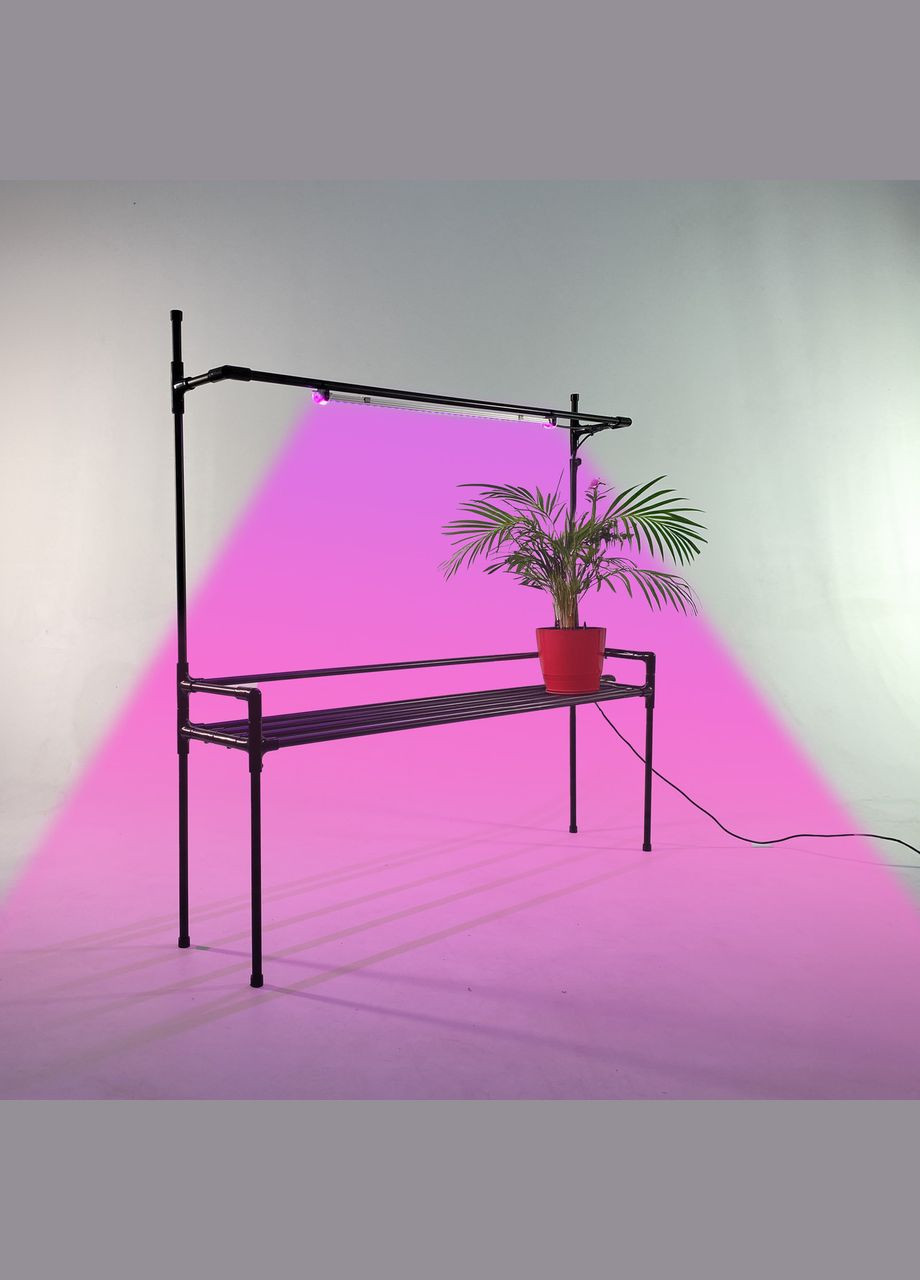 Подставка для цветов на подоконник Lucia Bicolor 2 с двойной фитолампой. Полка для цветов на окно Metaplant (300674527)