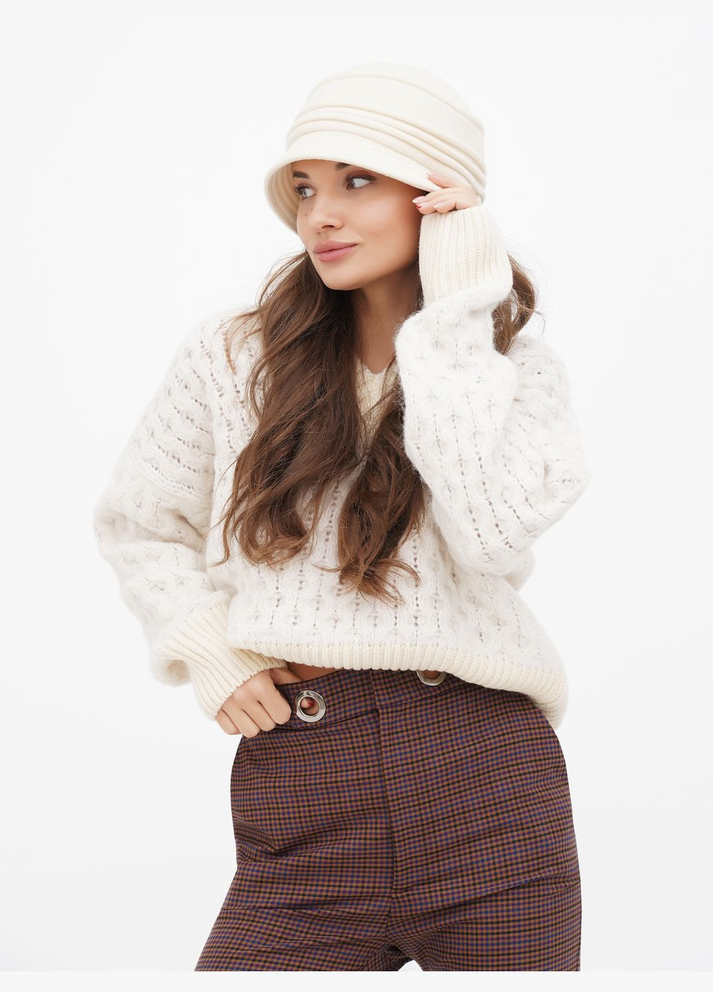 Жіночий капелюх "Вікторія", бежевий — витонченість і елегантність у кожній деталі VECONS Шляпка (319836286)