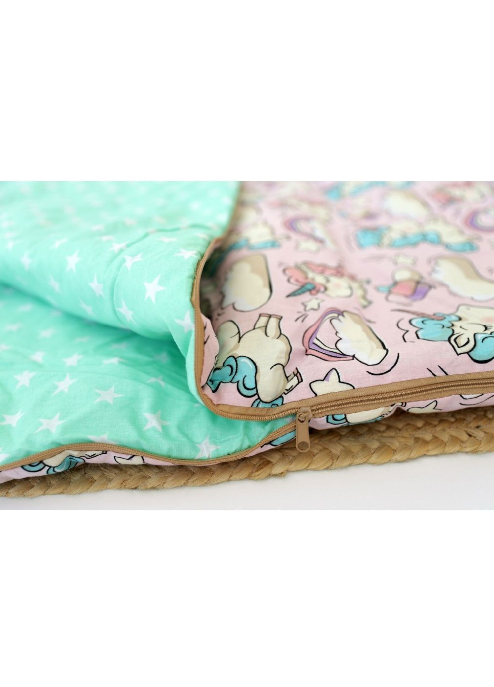 Детский спальный мешок постель для детей малышей хлопок с подушкой чехлом на молнии (479334-Prob) Единороги размер S Unbranded (317216624)