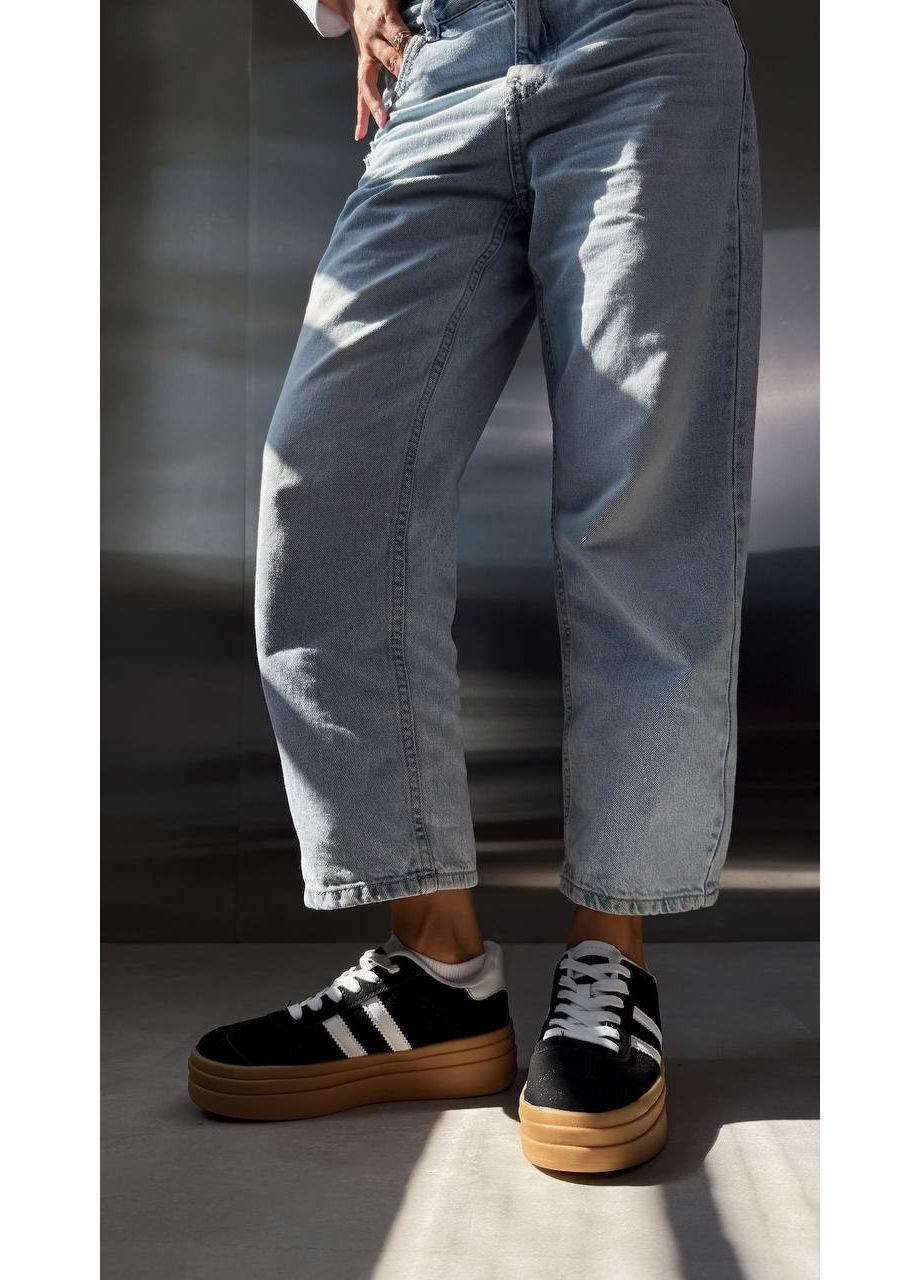 Чорні жіночі кеди на високій підошві (2117) No Brand