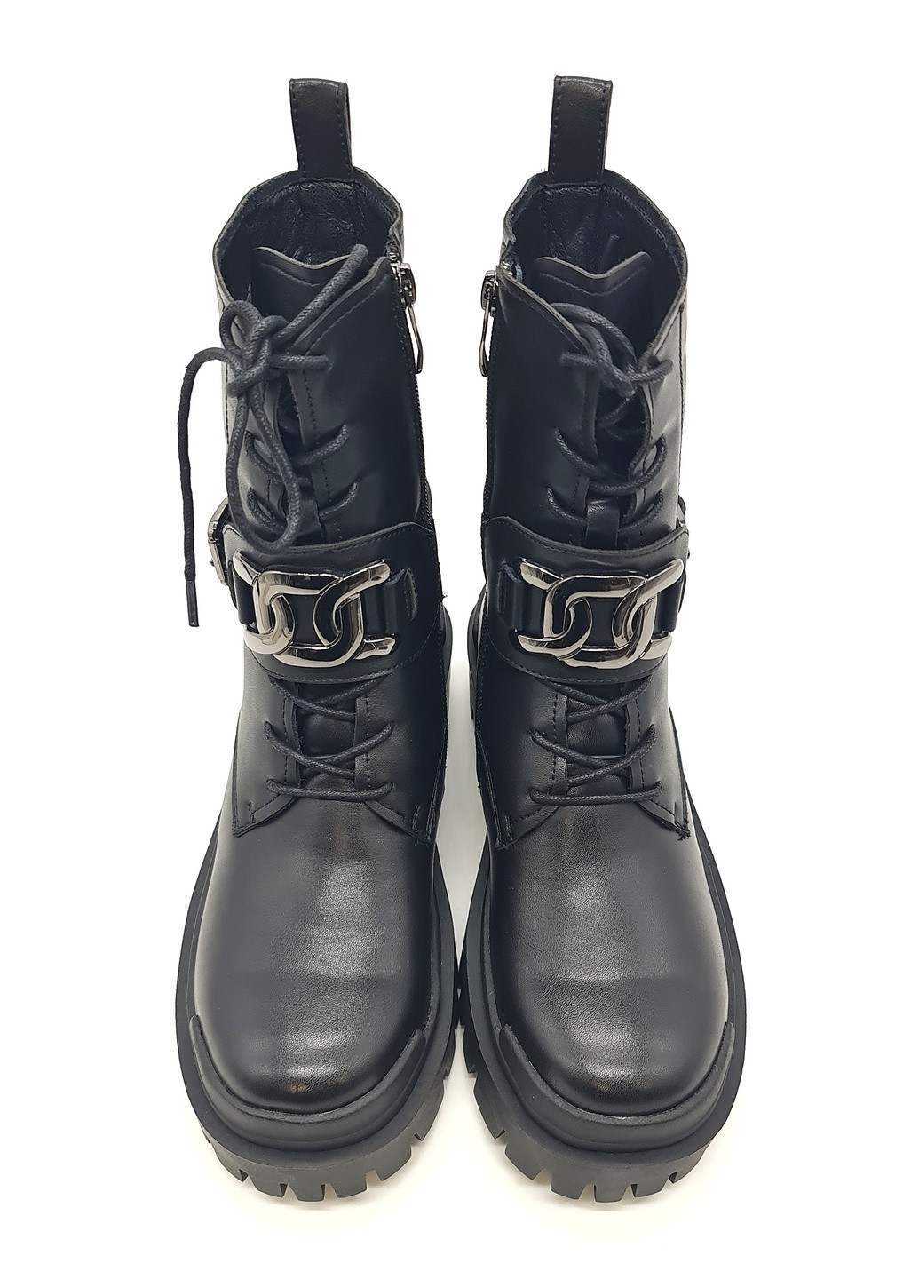 Жіночі черевики на овчині чорні шкіряні EG-12-1 23,5 см (р) Egga (259299533)