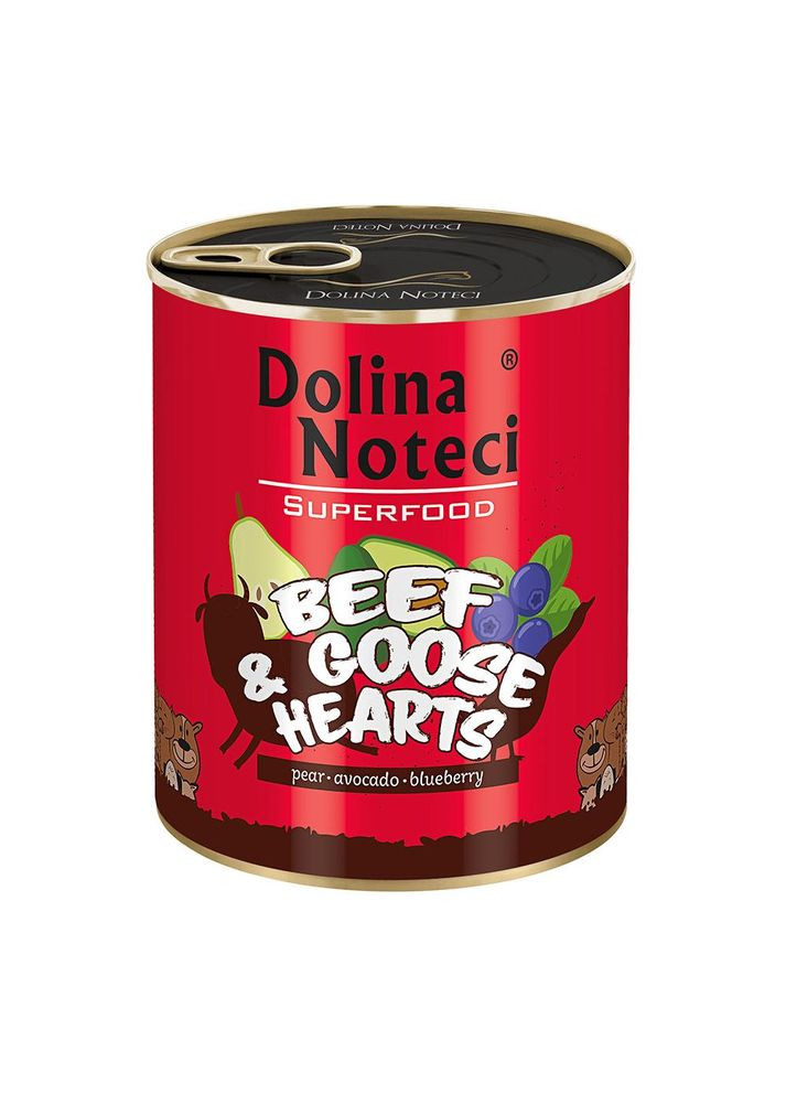 Влажный корм для собак Superfood с говяжьими и гусиными сердцами, 800 г (*) Dolina Noteci (355343734)