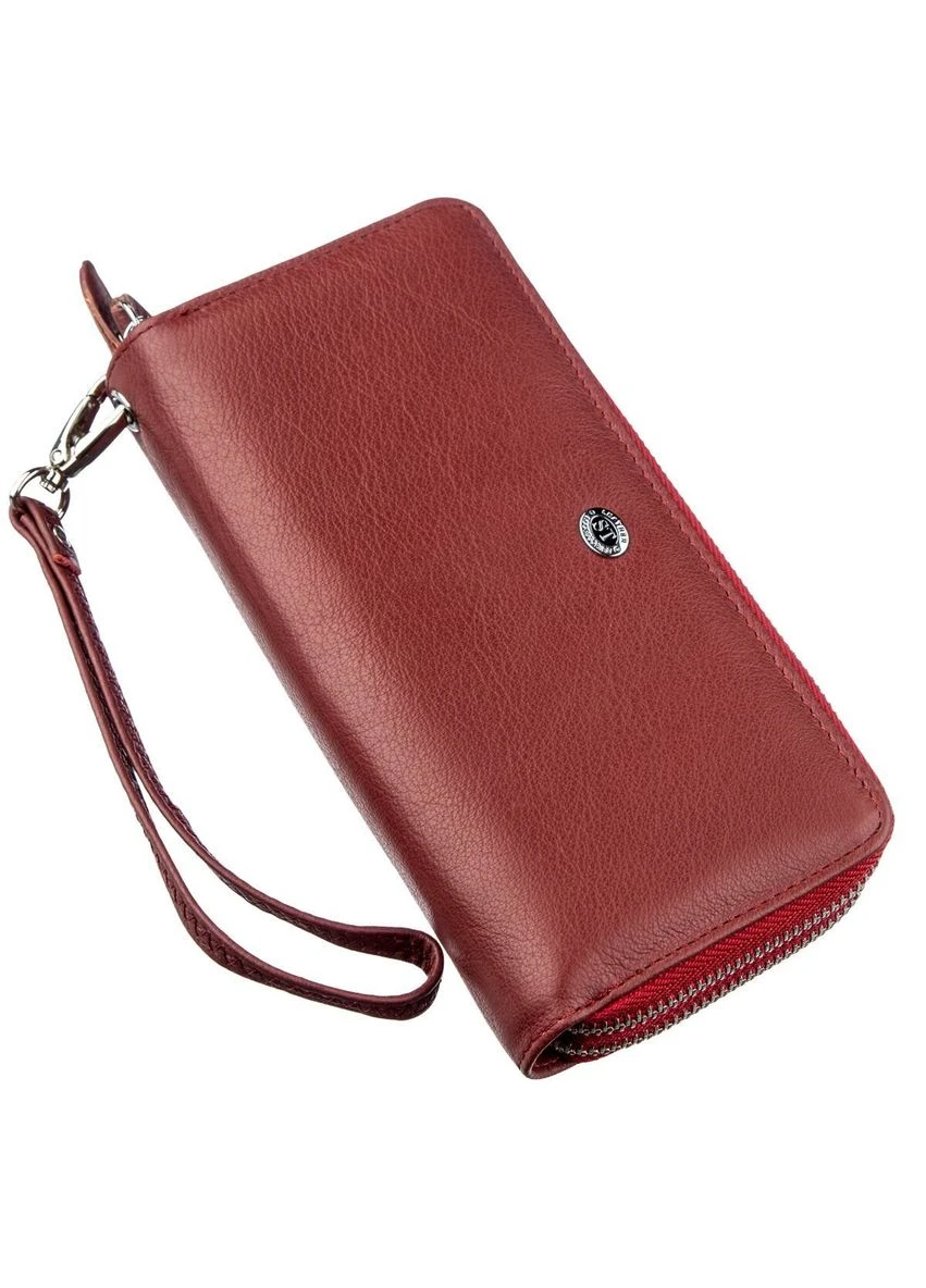 Багатофункціональний гаманець-клатч для жінок ST Leather Червоний Верховинка 18868 (398291773)