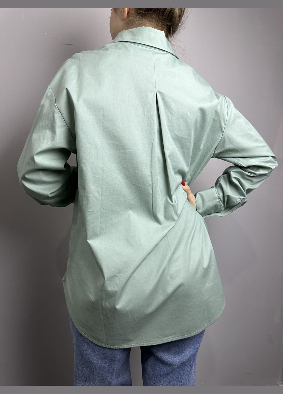 Бірюзова демісезонна сорочка жіноча базова полин mkln849-2 Modna KAZKA