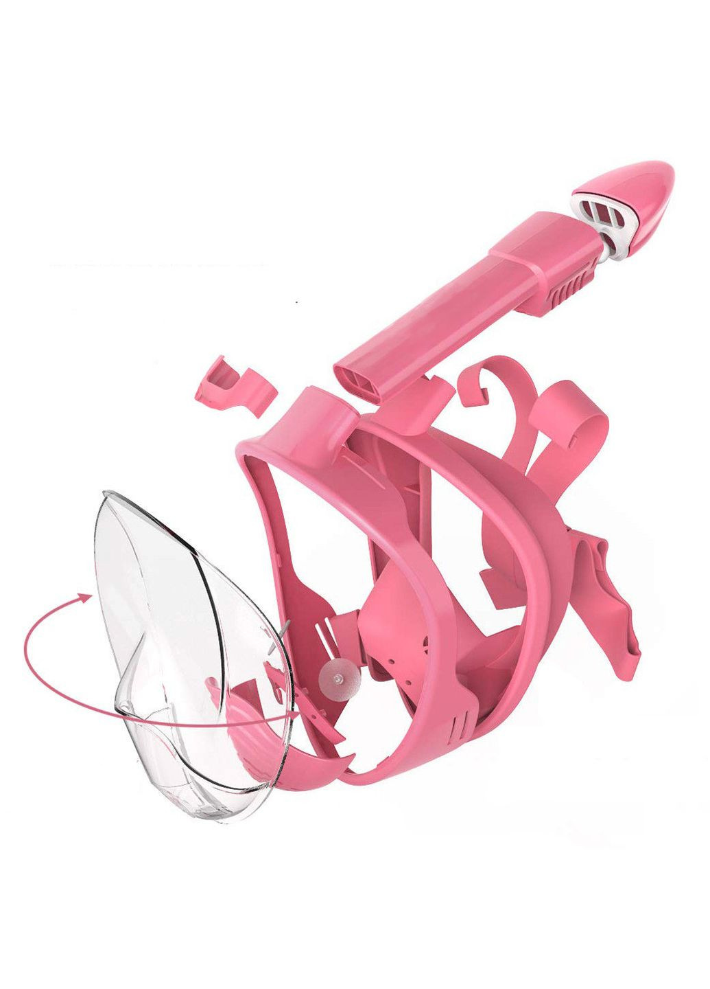 Детская маска для плавания + водонепроницаемый чехол Полнолицевая панорамная GTM (X/S) Розовая с креплением для кам Free Breath (272798731)