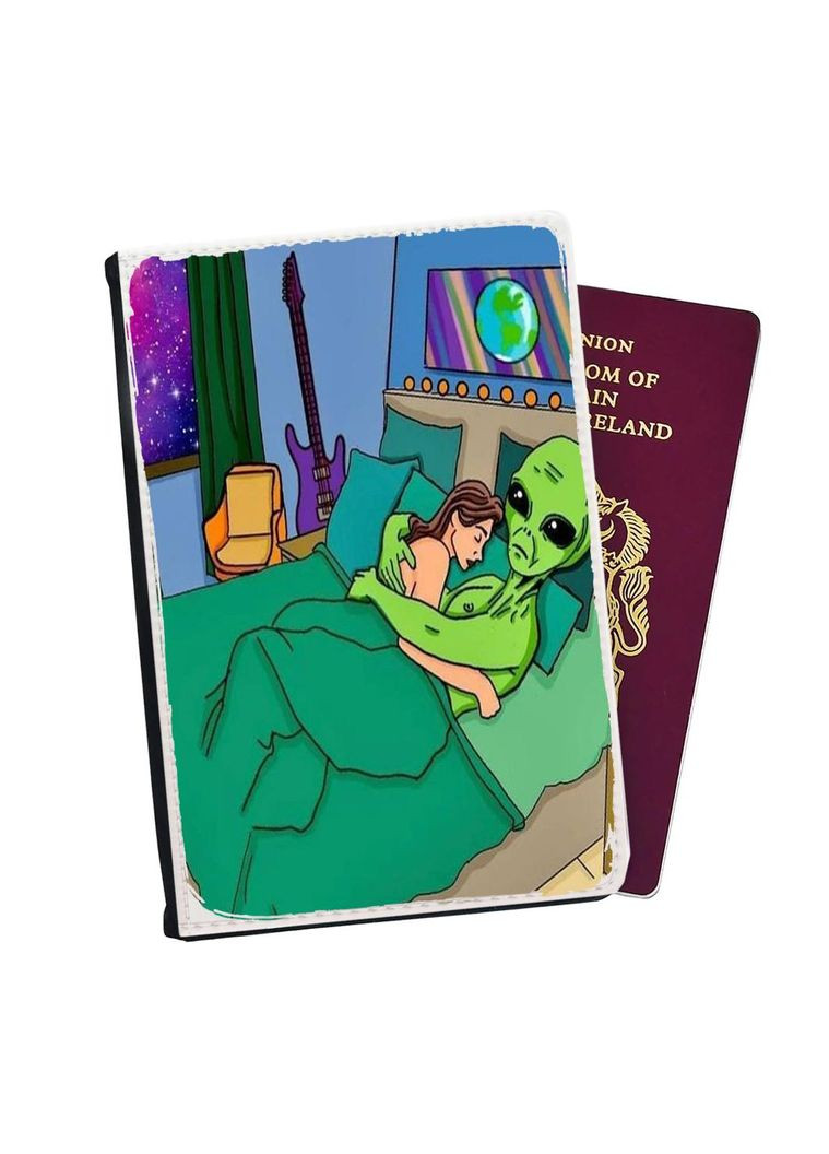 Портмоне - Обложка на паспорт, автодокументы с отсеками Инопланетянин #006 Черный No Brand (317552543)