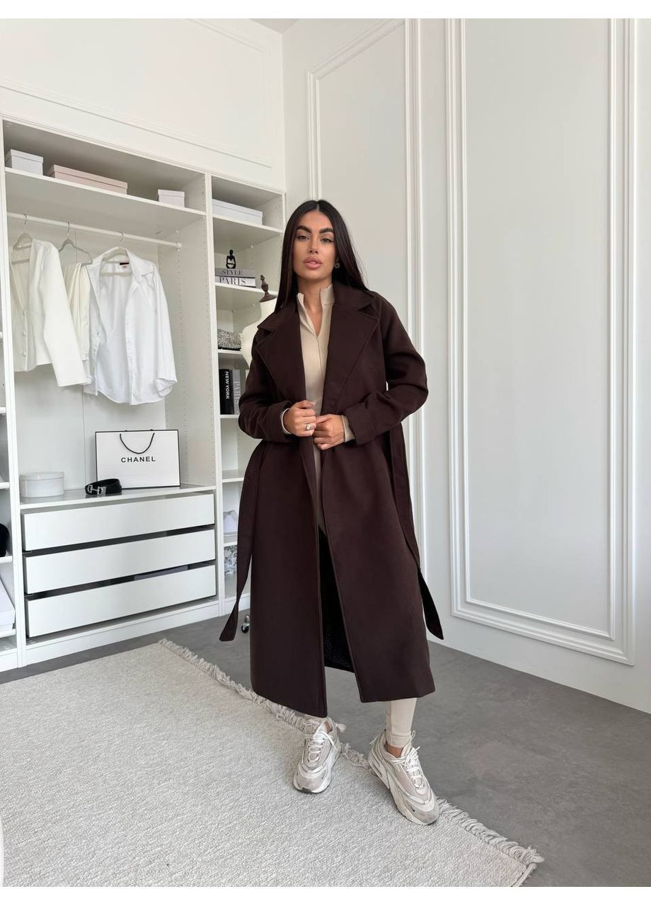 Темно-коричневое демисезонное Женское пальто FINO Mode