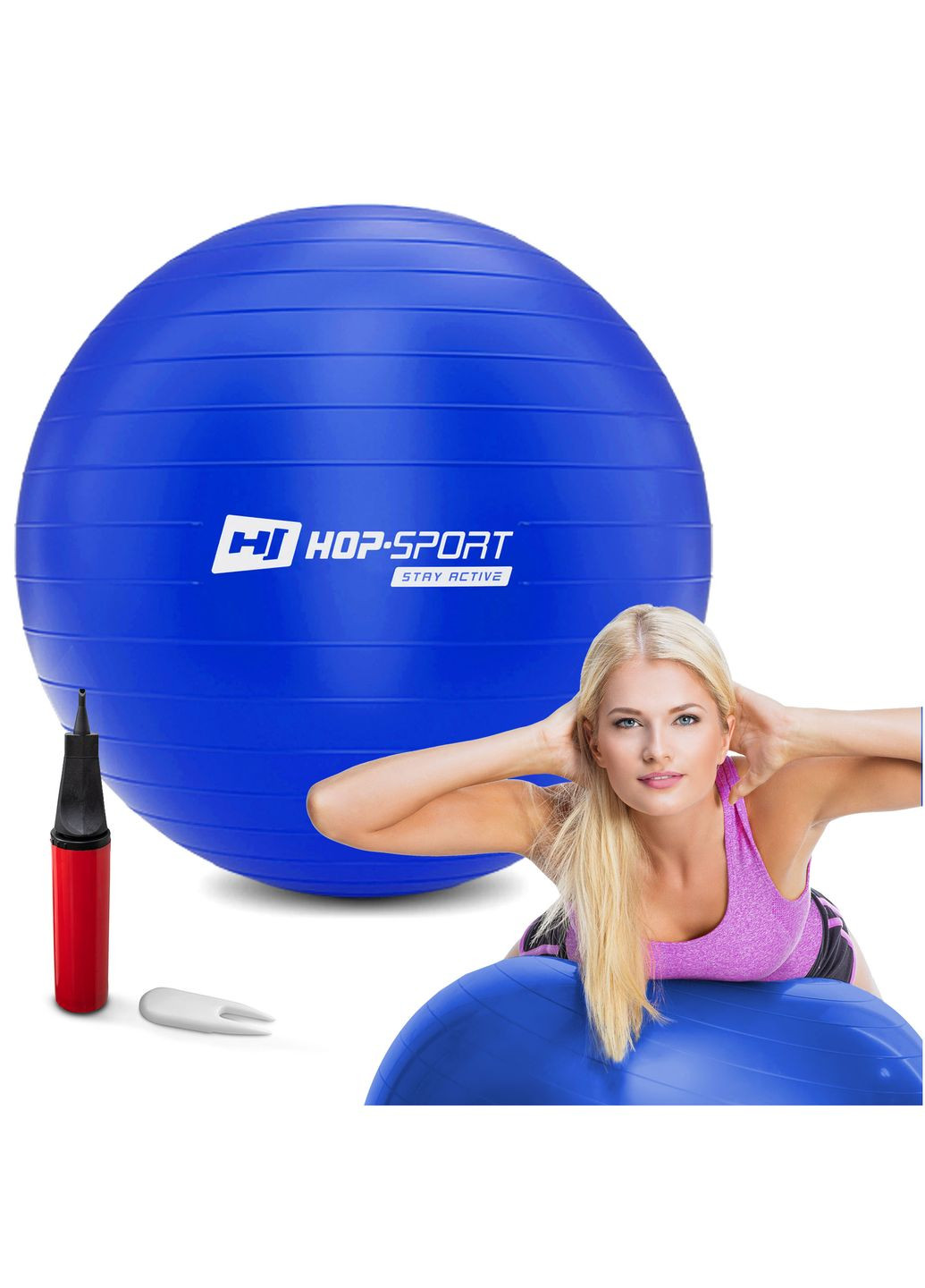 Фитбол 45см голубой + насос 2020 Hop-Sport (303126828)