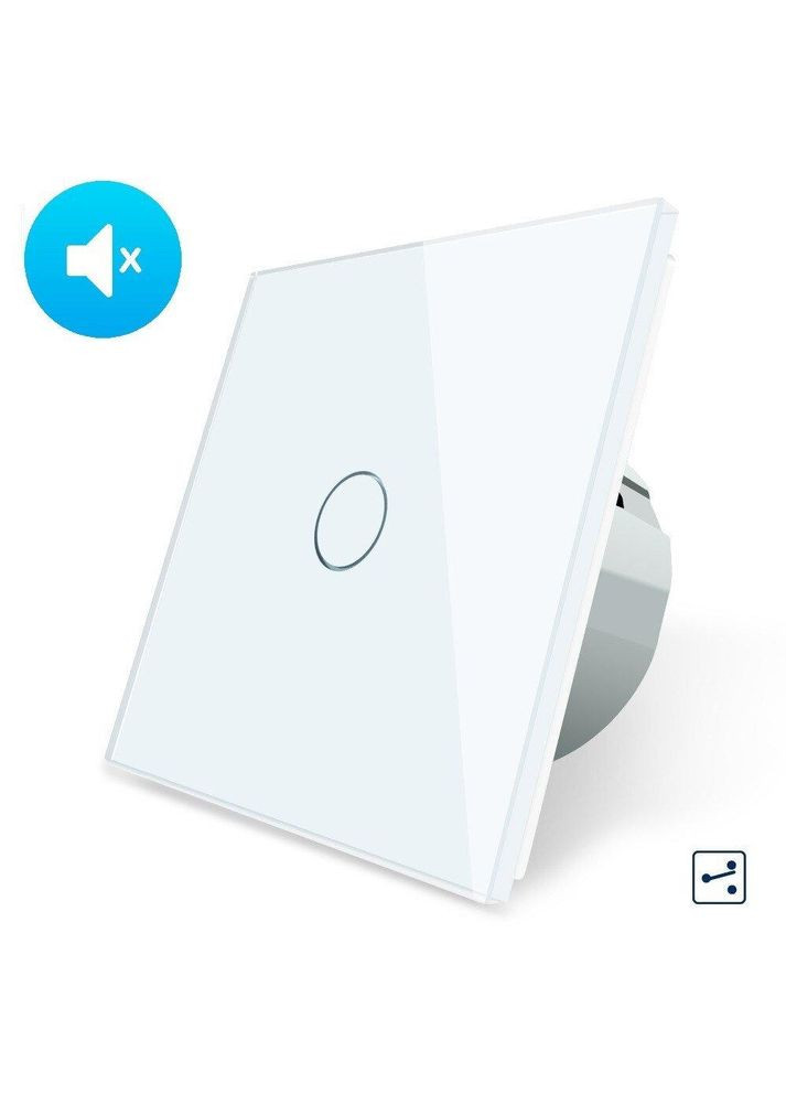 Бесшумный сенсорный проходной/перекрестный выключатель 1 сенсор стекло (VL-C701SQ-11) Livolo (370970410)