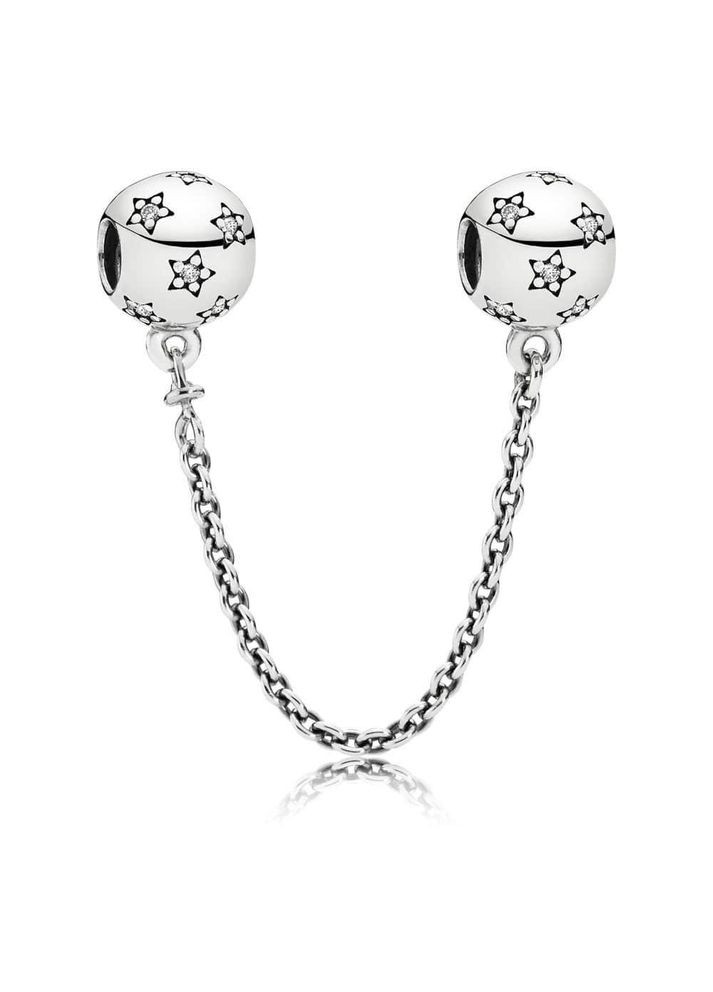 Срібний шарм захисна ланцюжок Пандора "Срібні зірки" 791782CZ Kabluchka (355345883)