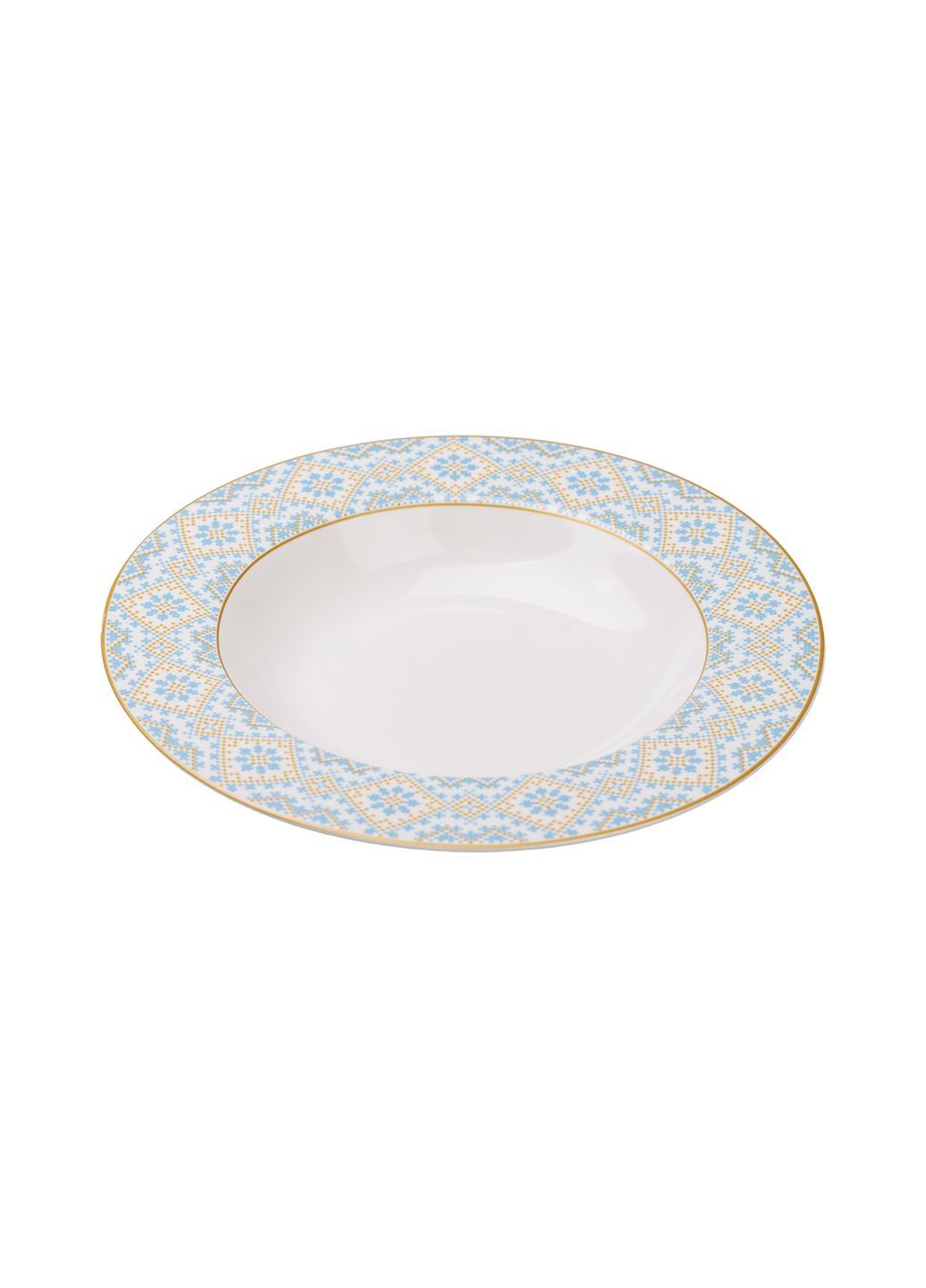 Тарілка супова керамічна Ethnic 21,5 см, білий Yiwu HP-7-739 No Brand (363978458)
