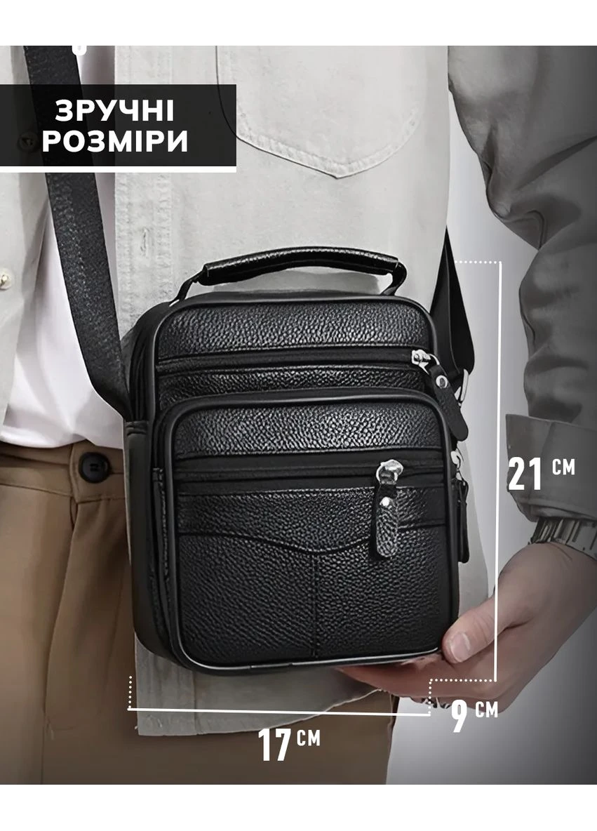 Чоловіча сумка барсетка 17x21x9, шкіряна сумочка планшет 75003 чорна Tiding Bag (392886836)