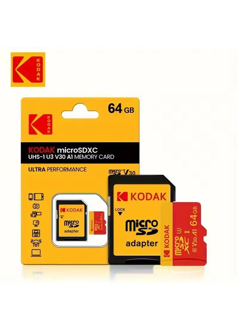 Карта памяти micro SD 64Gb U3, A1 class 10, UHSI High Speed Kodak (300370017)