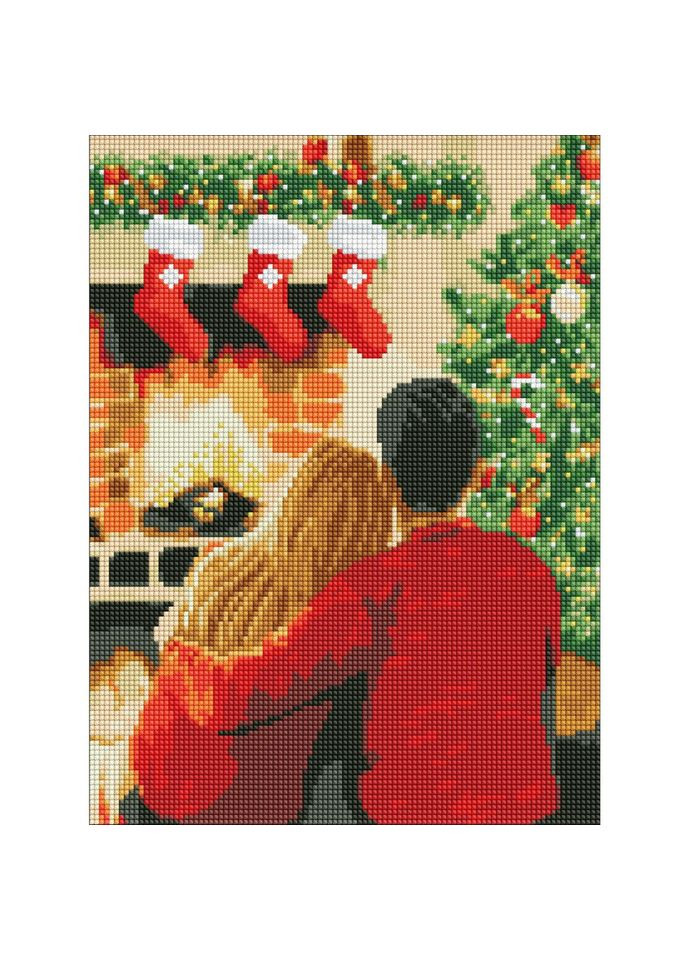 Алмазна мозаїка без підрамника "Вдвох біля каміна" з голограмними стразами AMC7789 IDEYKA (366343855)