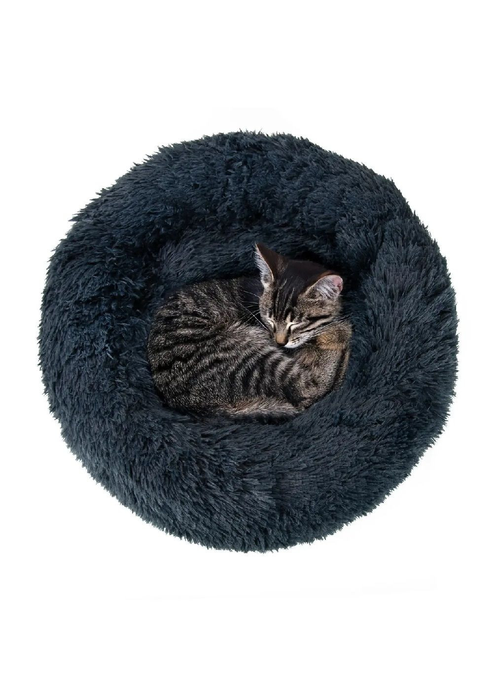 Плюшевая лежанка логово подушка пончик с антискользящим дном для животных кошек собак 50 см (481097-Prob) Темно-синяя Unbranded (353590251)