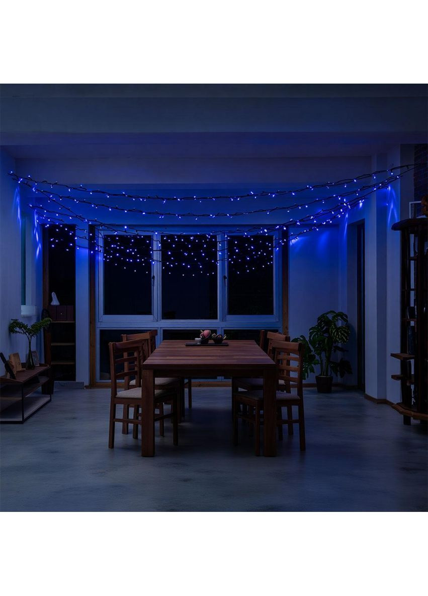 Новорічна гірлянда вулична 50 м 500 LED з сонячною батареєю чорний провід Синій SB500L50MBBL Garlando (370800424)