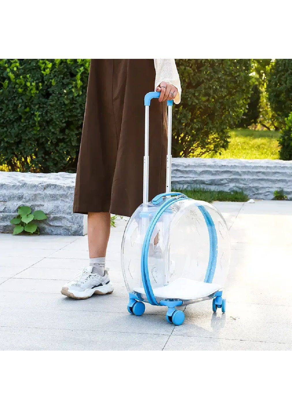 Візок переноска на колесах з телескопічною ручкою для перевезення котів собак 47х42х24 см (481105-Prob) Блакитний Unbranded (353590254)
