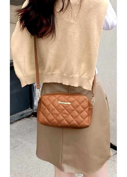 Маленька жіноча сумка через плече з вишивкою Лінґе, коричнева, компактна кросбоді з ременем, стильна сумка China (354827597)