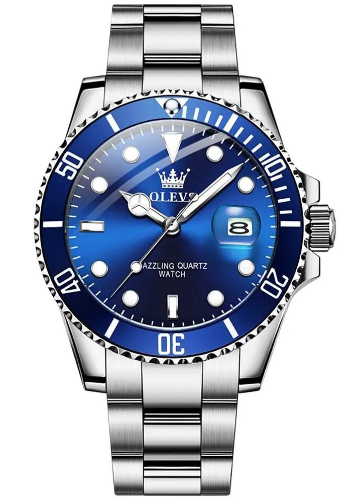 Мужские кварцевые часы 5885 Blue Natural функция даты водозащита стильный дизайн Olevs (354820482)