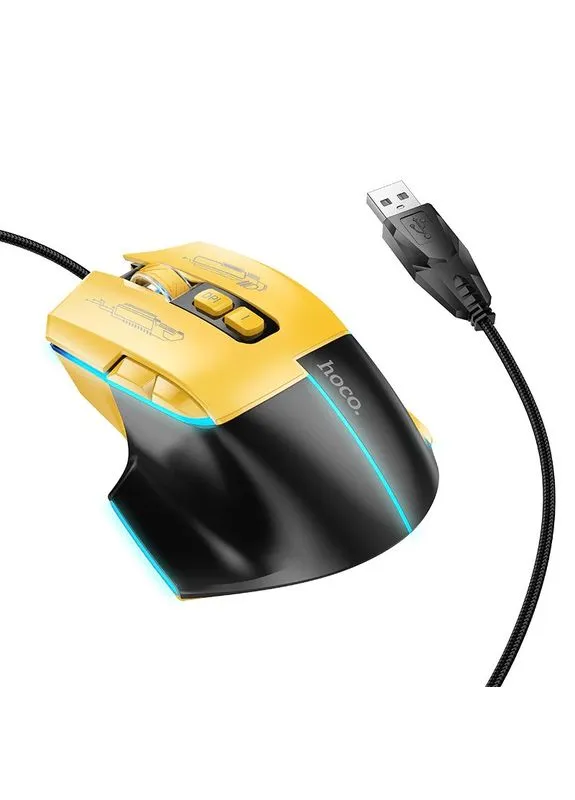 Миша GM31 Overlord luminous gaming wired mouse Black Yellow Hoco (393228481)