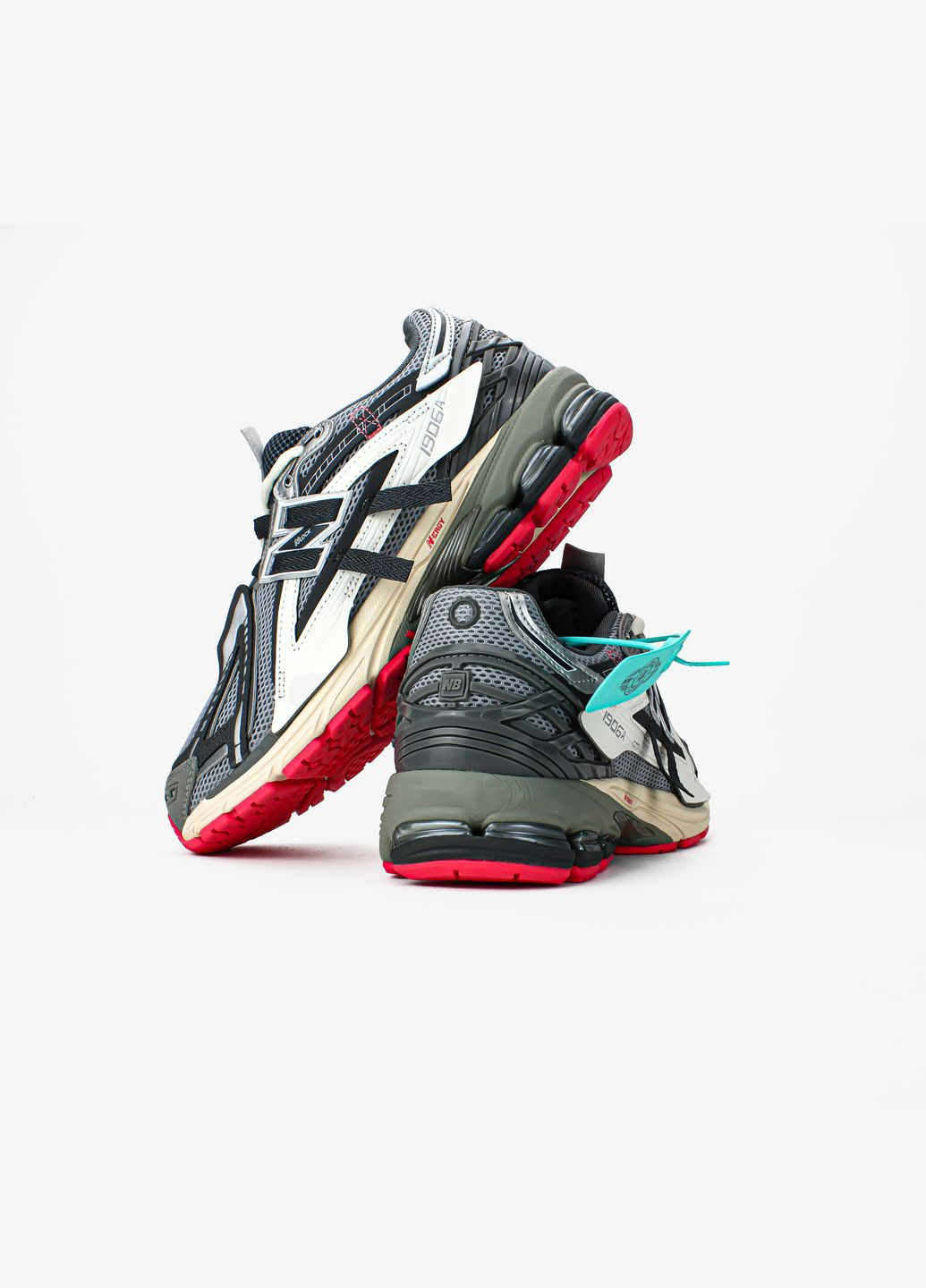 Серые демисезонные кроссовки мужские new balance 1906a slate grey drift red | нью беланс 1906 серые No Brand