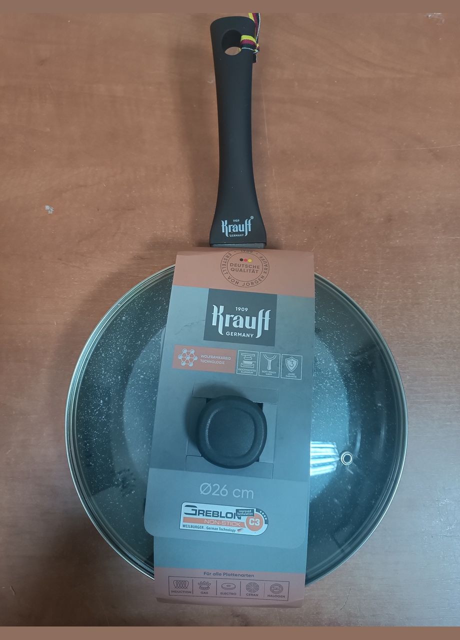 Сковорода с антипригарным покрытием и стеклянной крышкой 26 см (88-222-106) Krauff (334006510)