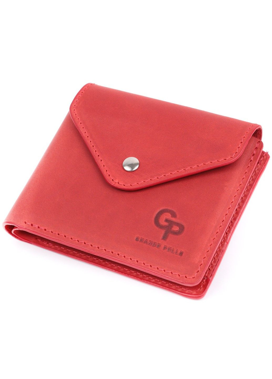 Жіночий гаманець з матової натуральної шкіри 16804 Червоний Grande Pelle (292920537)