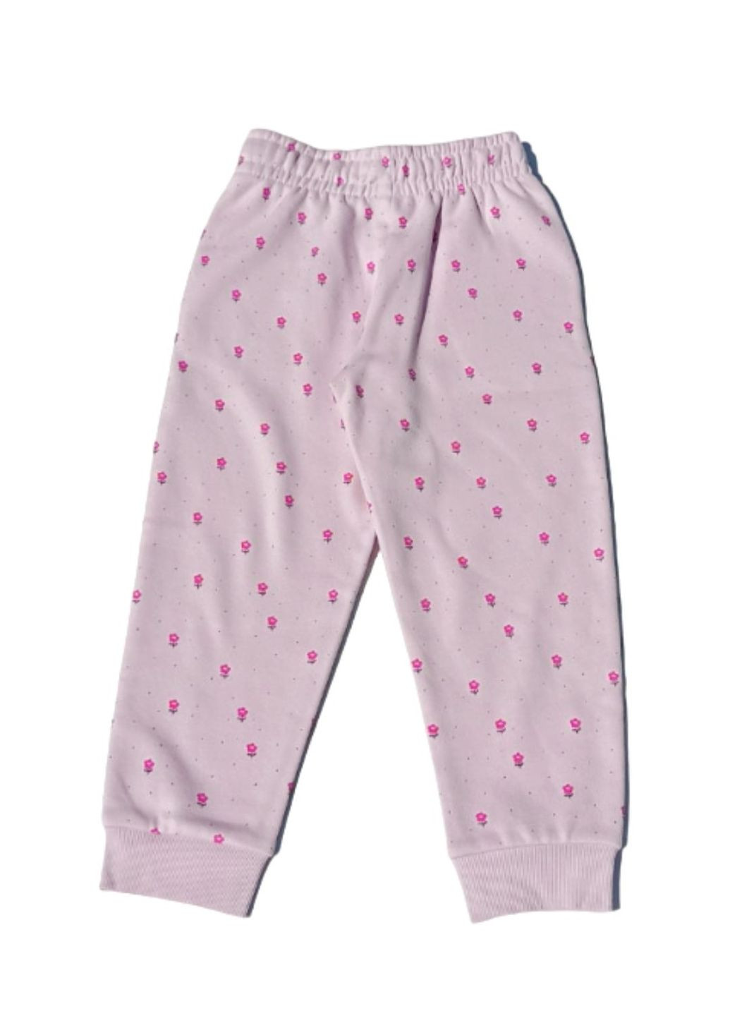 Спортивний костюм (толстовка+штани) утеплений флісом, рожевий з квітковим принтом, 98-104 см George (300095972)