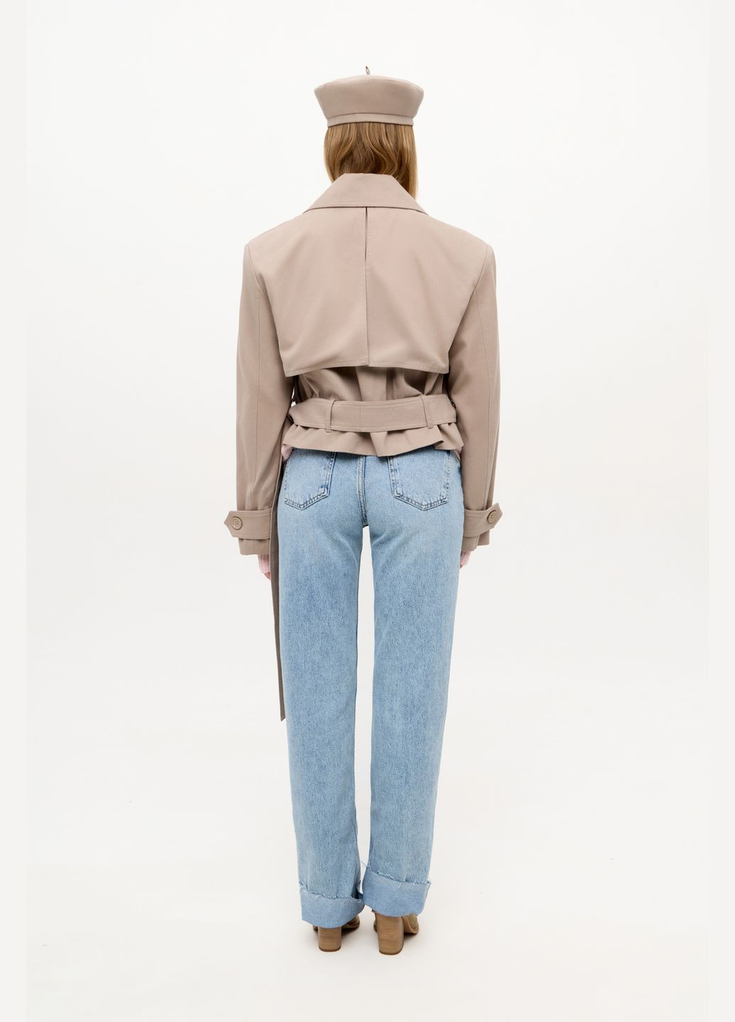 Светло-бежевое демисезонное Тренч укороченный M-L Светло-бежевый 803 Papaya