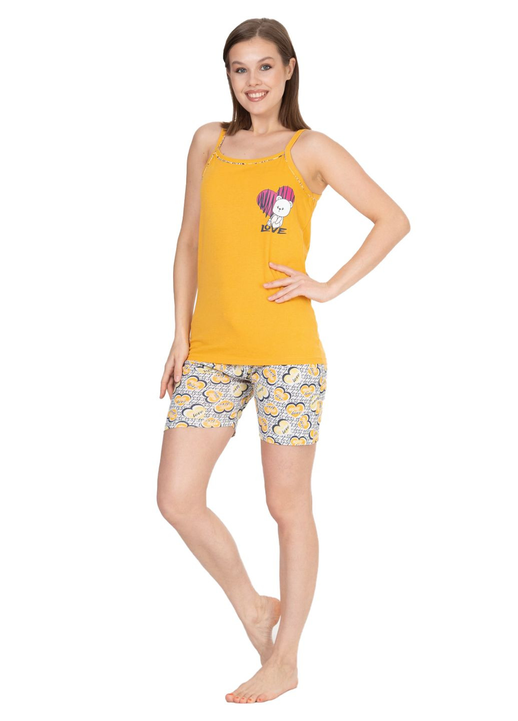 Желтая пижама майка шорты майка + шорты BaRay