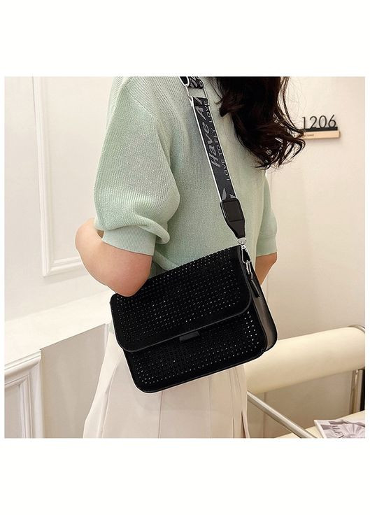 Жіноча сумка крос-боді у стразах чорна No Brand (344446741)