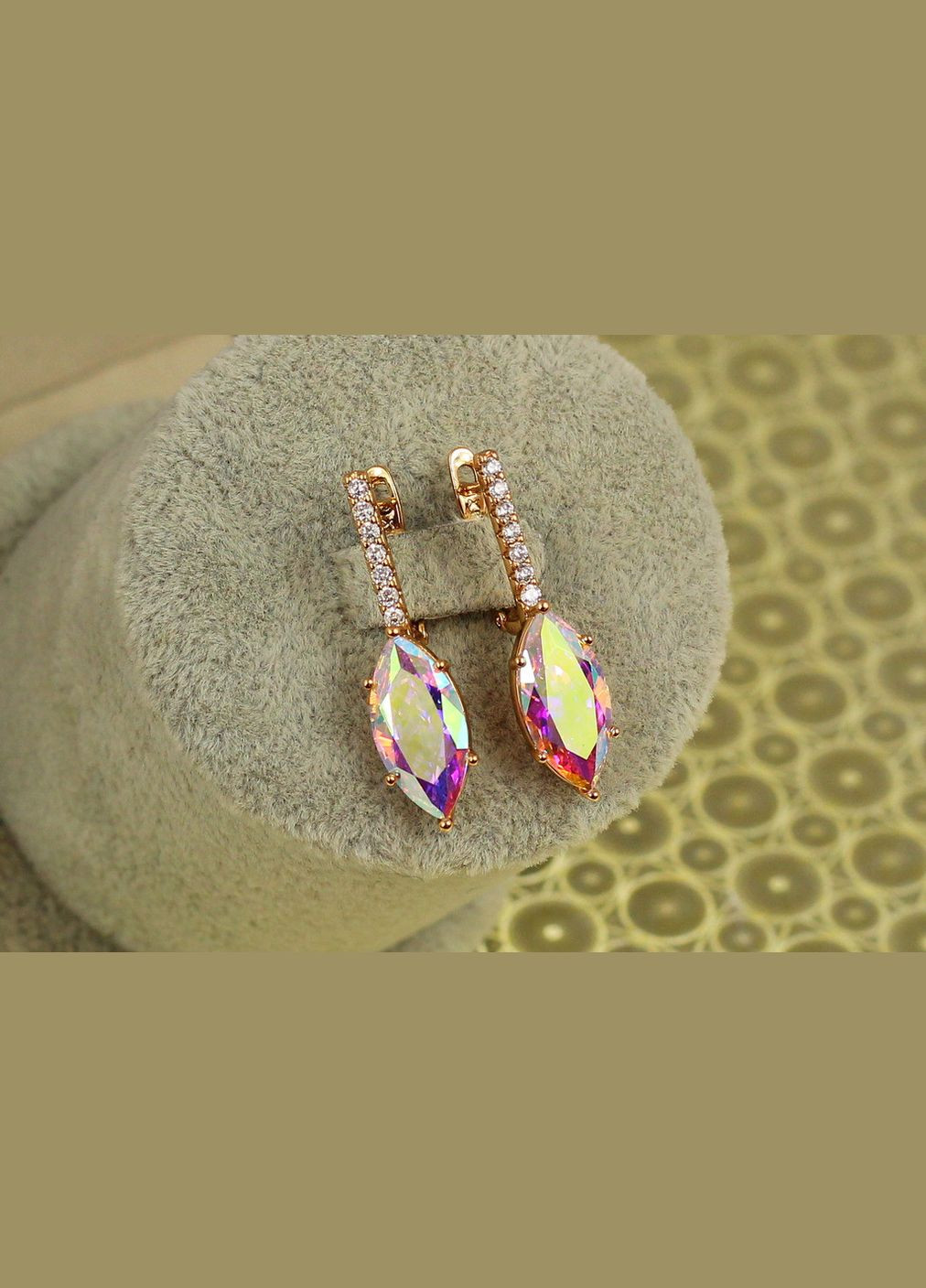 Серьги Мартина с камнем хамелеон 3,2 см золотистые. Xuping Jewelry (316606530)