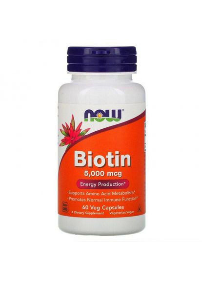 Біотин, Biotin,, 5000 мкг, 60 капсул (NOW00471) Now Foods (266038957)