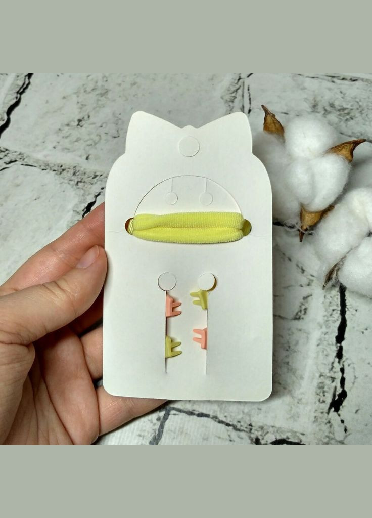 Заколки дитячі для волосся резинки для дівчинки Бантики набір 6 шт 5 см Жовті No Brand (328925513)