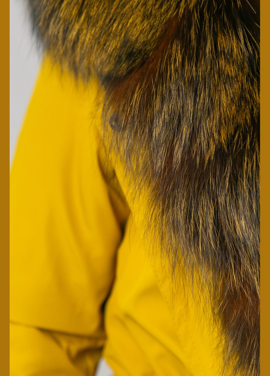 Жовта парка з хутром чорнобурки жовтого кольору Chicly Furs (286327419)