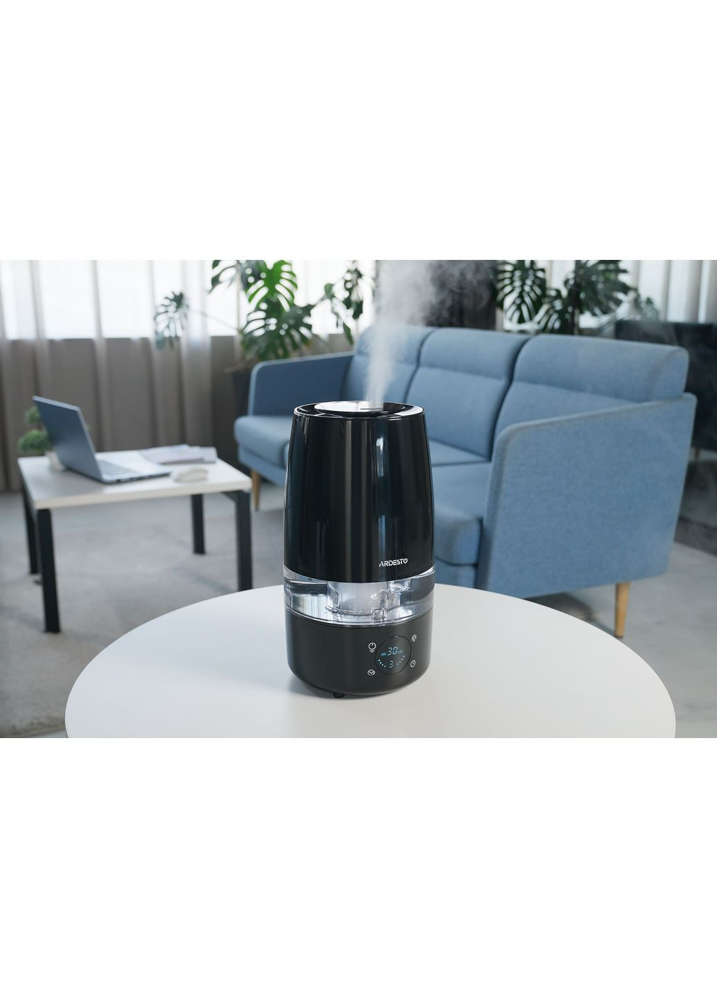 Зволожувач повітря ультразвуковий, 30м2, 4л, 280мл/г, електр. кер-ння, пульт ДК, верх. залив води, дисплей, чорний Ardesto (316680616)