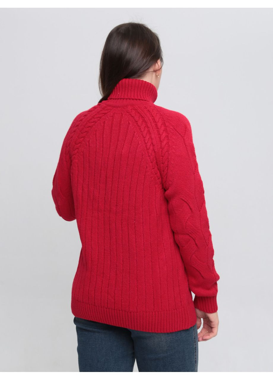 Червоний зимовий светр жіночий червоний вовняний зимовий з горлом Pulltonic Пряма