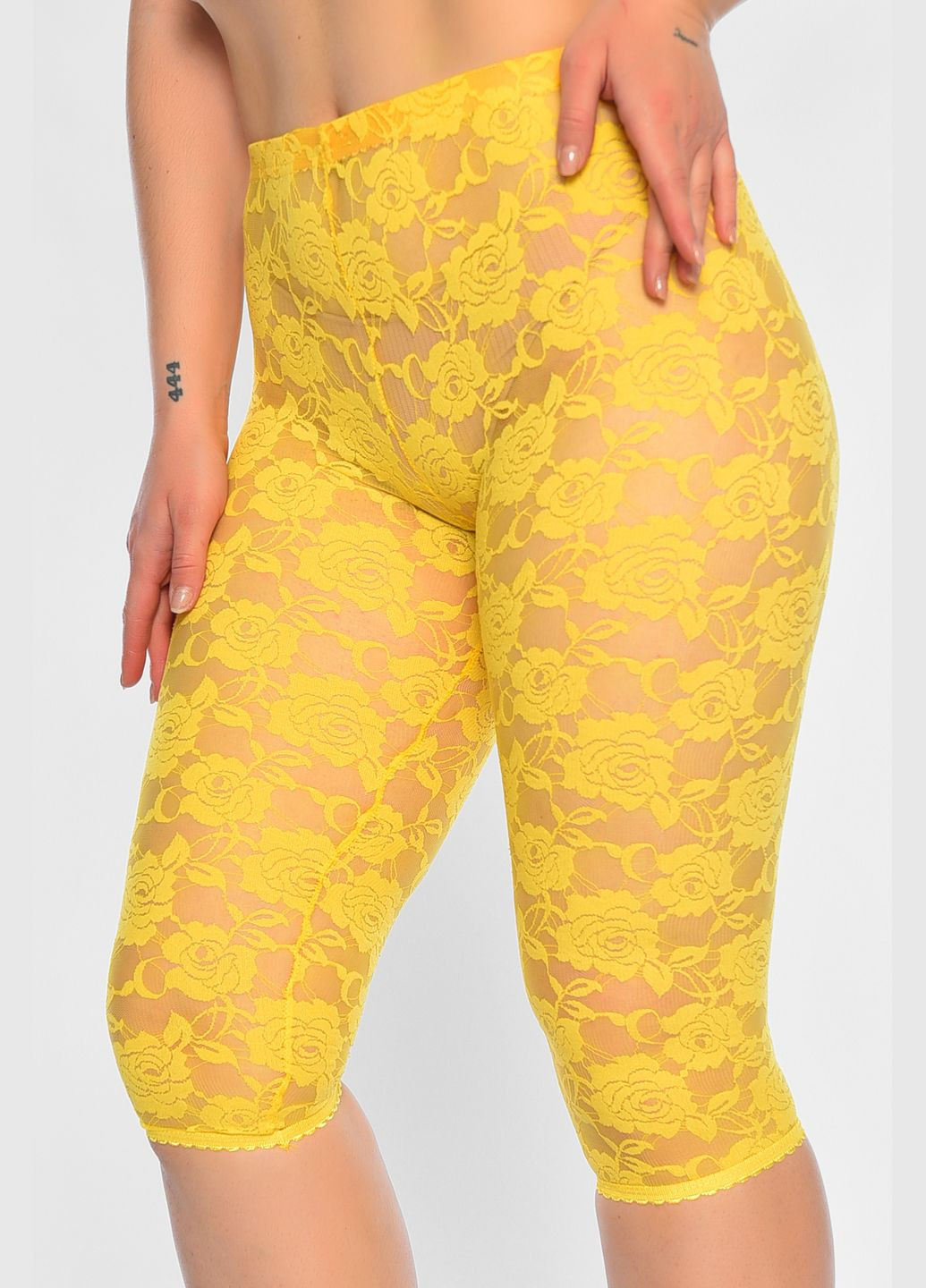 Бриджі жіночі гіпюрові жовтого кольору розмір 44 Let's Shop (315809909)
