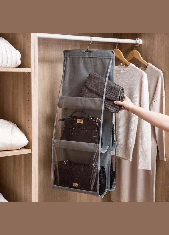 Органайзер на 6 отделений для хранения сумок серого цвета No Brand (330618818)