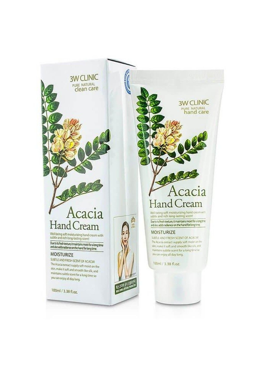 Крем для рук зволожуючий з екстрактом акації, Acacia Hand Cream, 100 мл 3W Clinic (285813589)