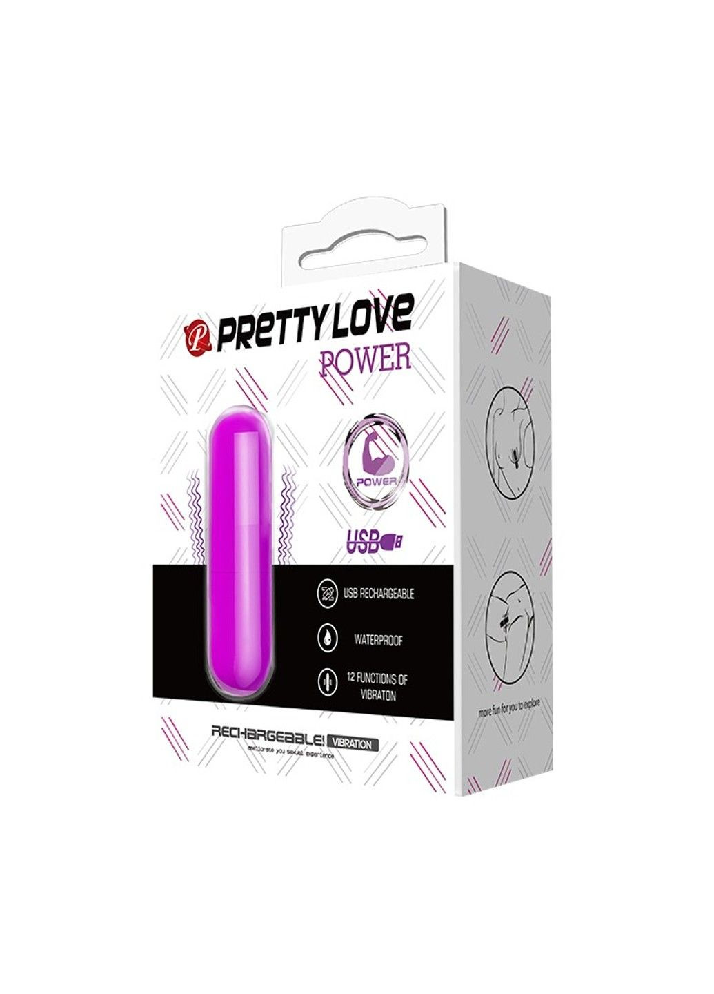 Вибрирующая пуля Power, фиолетовая Pretty Love (289783347)
