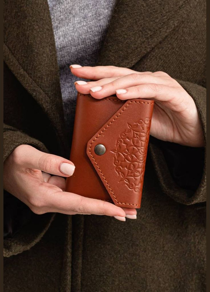 Шкіряний кард-кейс 3.0 світло-коричневий з мандалою (A-026321) BlankNote (328444881)