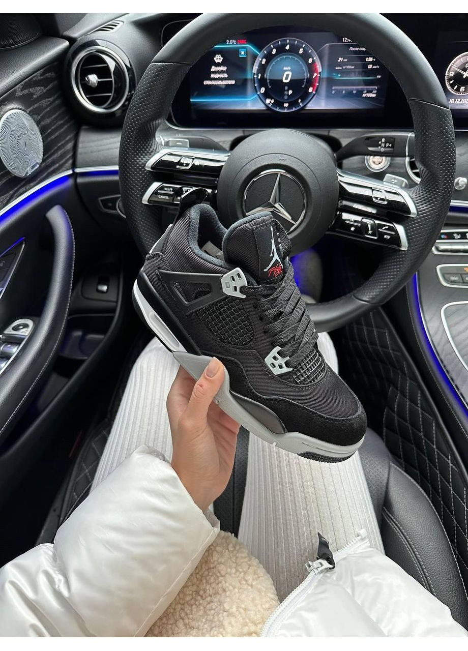 КРОССОВКИ ЖЕНСКИЕ NIKE AIR JORDAN 4 RETRO SE BLACK CANVAS НАЙК АИР ДЖОРДАН No Brand чёрные демисезоны (367168191)