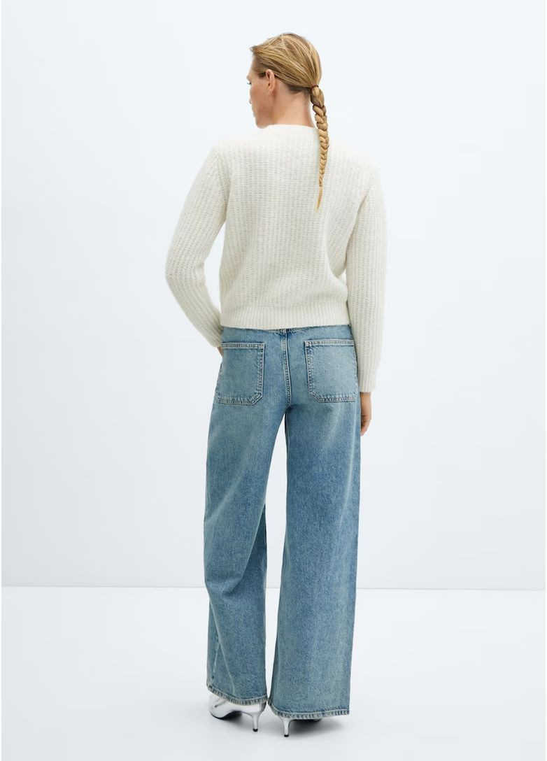 Белый зимний вязаный свитер джемпер кофта оверсайз свободного кроя с содержанием шерсти альпака джемпер Mango