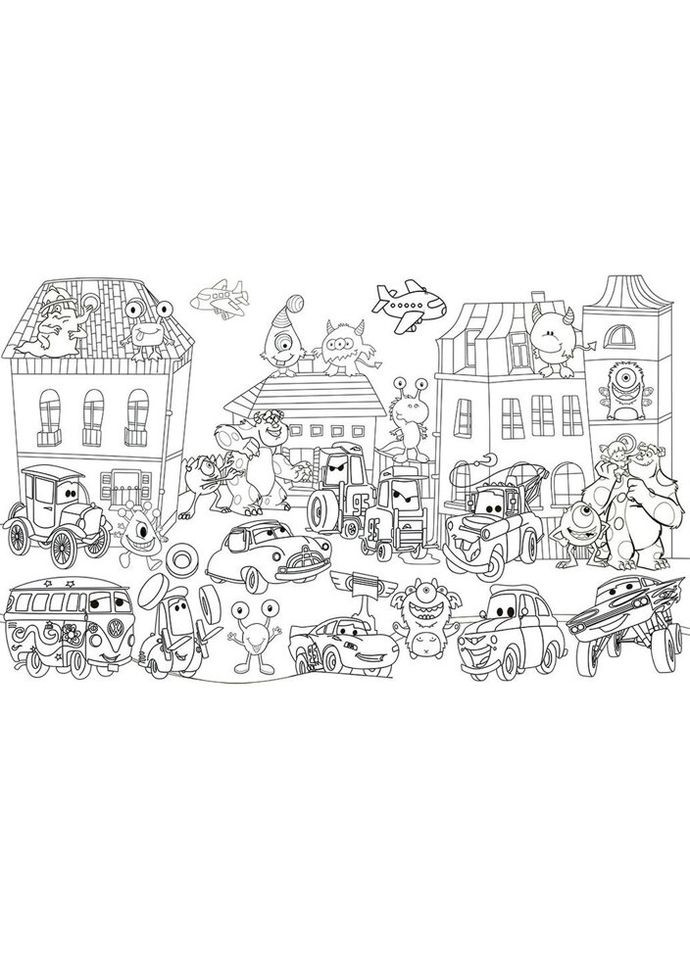 Обои-раскраски Тачки с чудиками 60*100 C-100032 Kolorit (324103963)