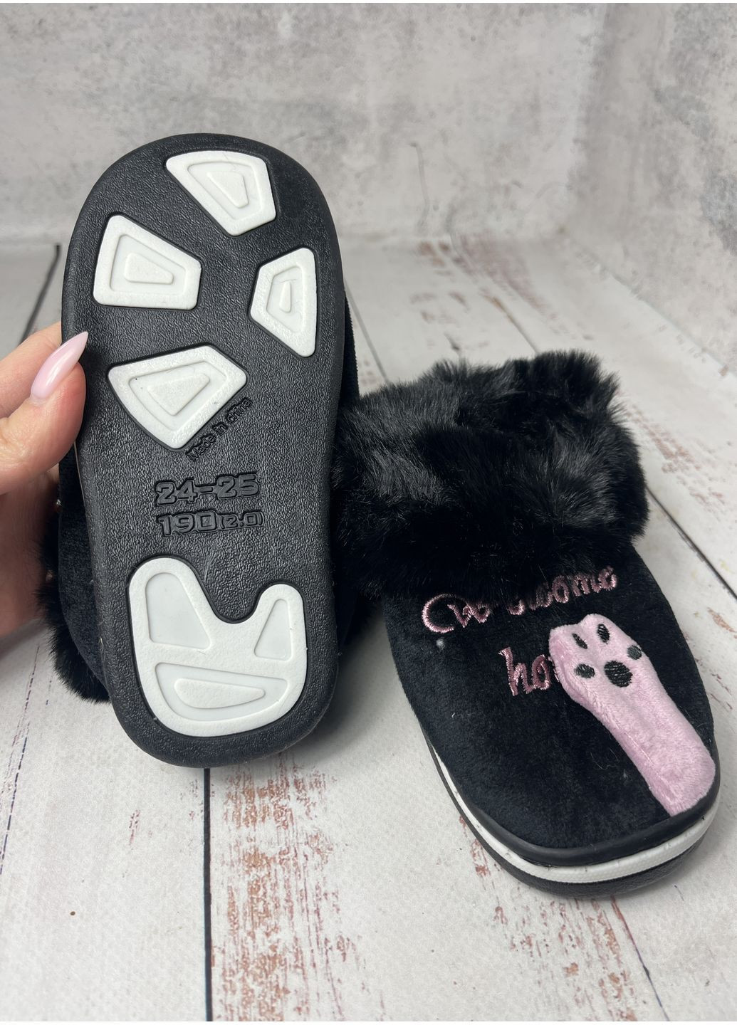 Черные тапочки домашние для девочки черно-розовый (1216-1) Lion