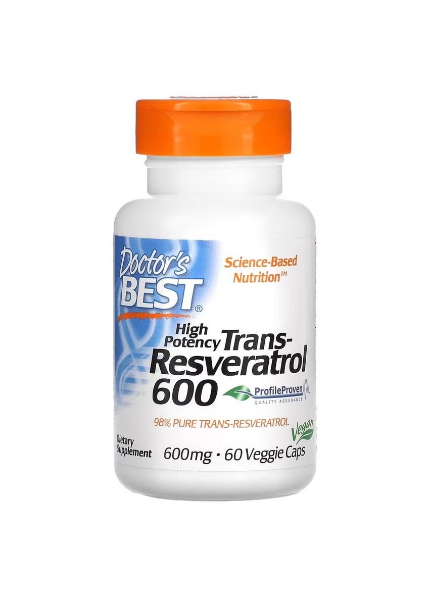 Ресвератрол, 600 мг, High Potency Trans-Resveratrol 600, 60 вегетарианских капсул. Doctor's Best (322741144)