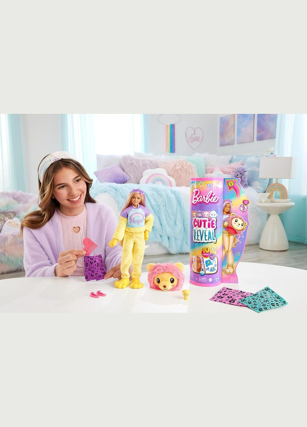 Лялька Barbie Cutie Reveal c жовтим волоссям і в костюмі лева Mattel (282964489)